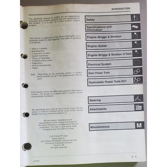 John Deere Scotts Lawn Tractors TM1776 Technical Manual - Picture 3 of 5